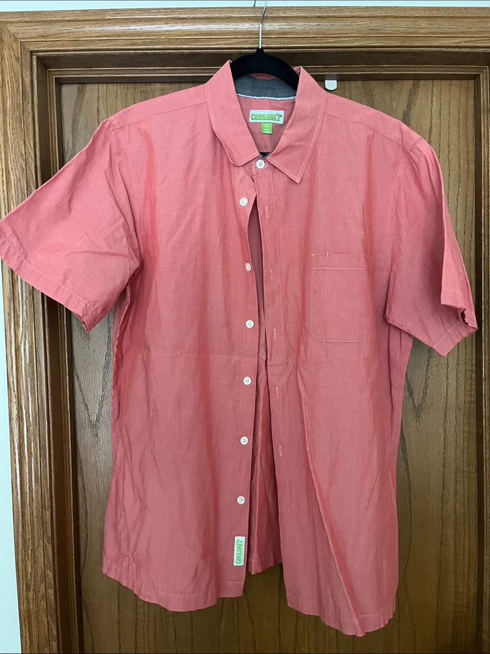 Cariloha Coral Pink Short-Sleeve Button-Down Shirt